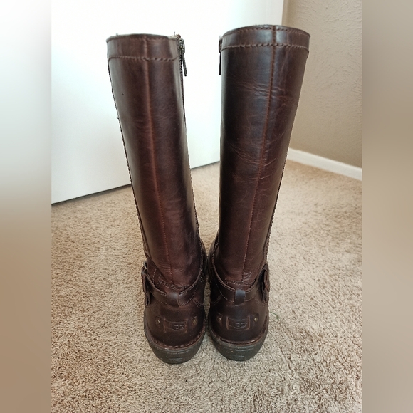 UGG Rosen Leather Riding Boots | sz 8, Espresso Brown, original box - Picture 9 of 16